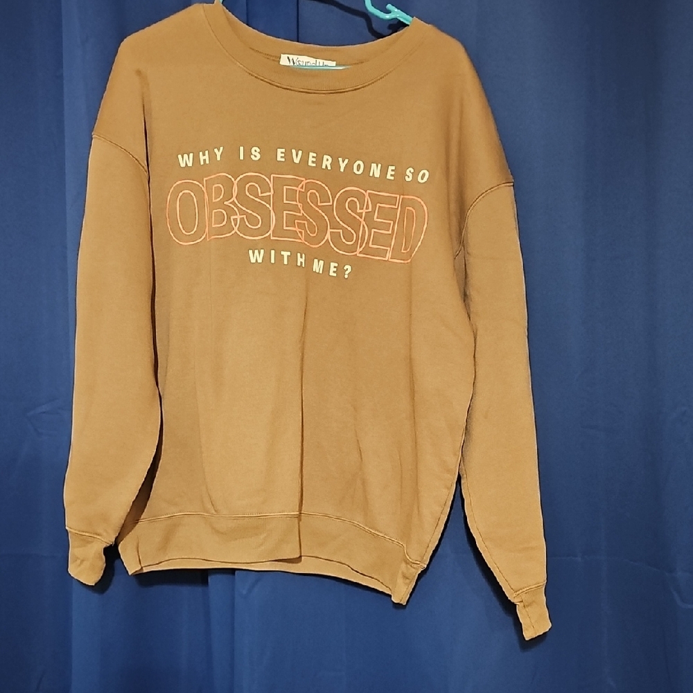 Wound Up Womens Tan Crew Neck Sweater
